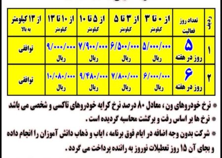 نرخنامه سرویس مدارس مسجدسلیمان اعلام شد